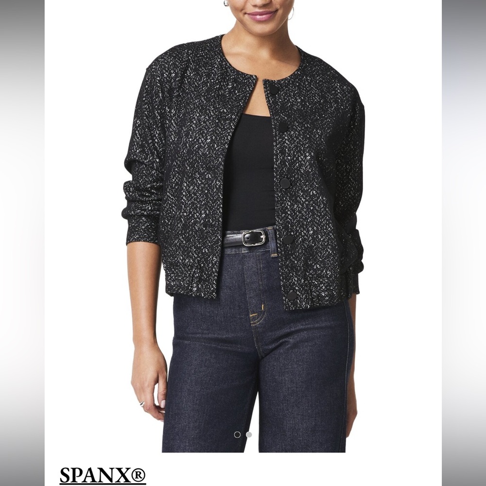 SPANX Ponte Bomber Jacket - Herringbone Black - XL (matching set available!)